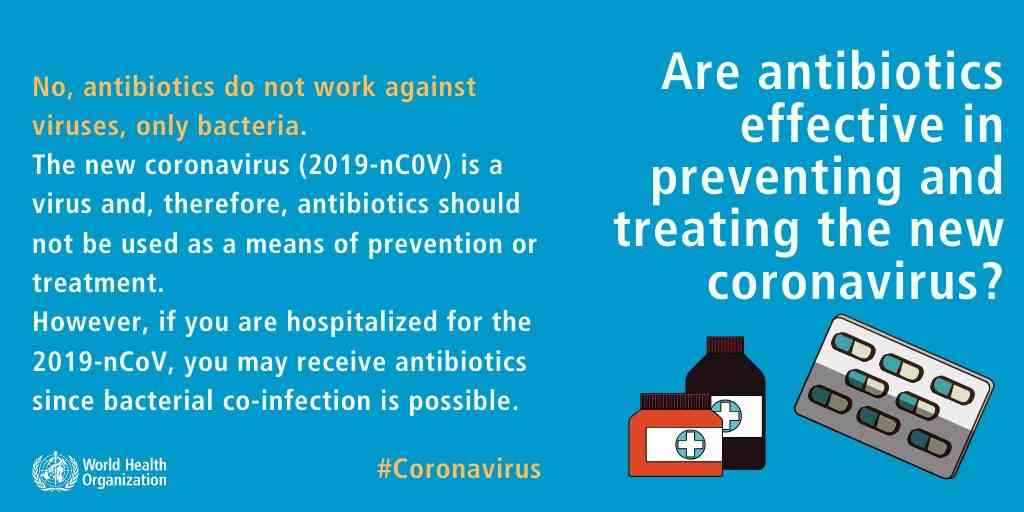 Antibiotics cannot kill the novel coronavirus